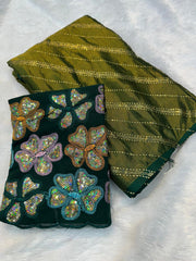 Beautiful Gerogette Braso Silk Designer Golden Foil Work Saree