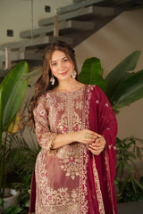 Designer Crazy Silk Heavy Coding Embroidery Sequence Work Sharara