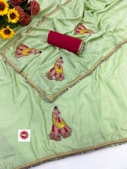 Festive Season Special Chinon Silk Multi Moti Cutdana & Sequence Work Saree