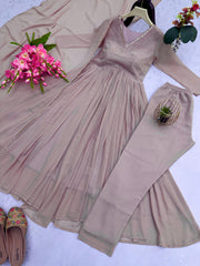 Elegant  PartyWear Georgette Embroidery Work Gown
