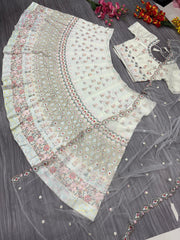 Trending Premium Georgette Embellished With Beautiful Heavy Thread Embroidery Work  Lehenga Choli