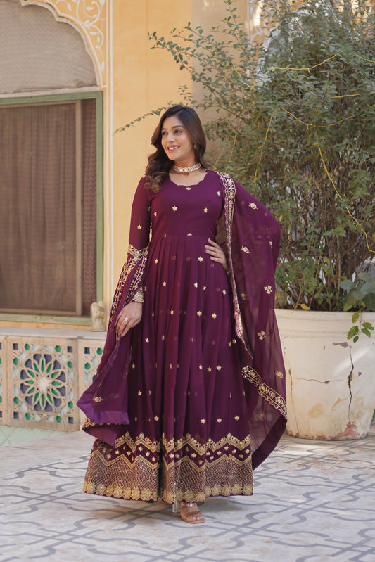 Party-wear Designer Blooming Georgette Gown