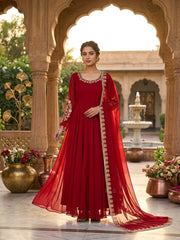 Party-wear Georgette Embroidery Sequence & Moti Work Gown