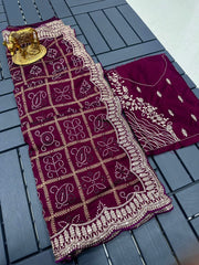 Beautiful Pure Dola Silk Gota Patti Zari & Sequence Work Saree