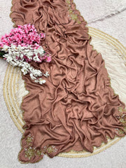 Beautiful Soft Rangoli Crush Cutdana Moti & Resham Thread Work Saree