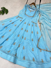 Party-wear Georgette Sequence Embroidery Work Gown