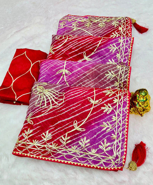 Beautiful Soft Kota Silk Lehriya Multi Saree