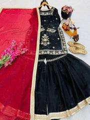 Party-wear Jimmy Choo Cording Embroidery Sequence Work Top palazzo Set