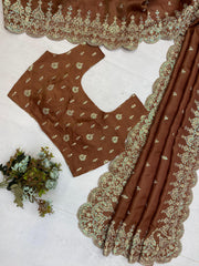 Beautiful Bride-made Cording Sequence Embroidery Work Saree