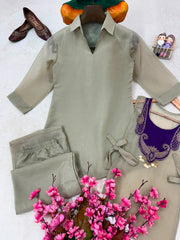 Beautiful Crunchy Silk Kurti Koti & Palazzo Set