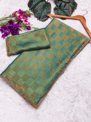Beautiful Special Simmri Golden Box Pattern In Sapce Silk Saree