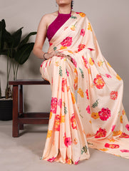 Beautiful Satin Silk Printed Saree