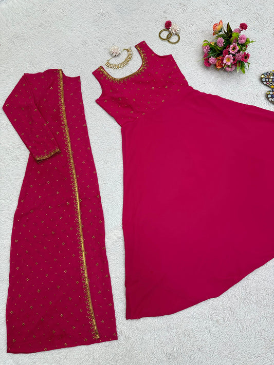 Beautiful Georgette Thread Sequence Work Gown