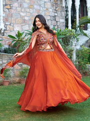 Wedding Special Fendy Silk Embroidery Sequence Thread Work Indo-Western Wear