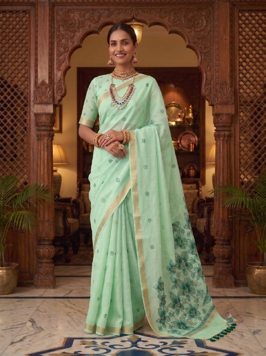 Beautiful Elegant Jamdhani Handloom Cotton Silk Saree