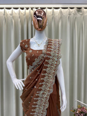 Beautiful Bride-made Cording Sequence Embroidery Work Saree