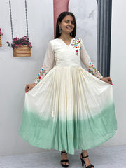 Trendy Soft Cotton Heavy Thread Embroidery Work Gown