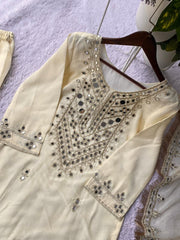 Beautiful Rose Gold Real Mirror With Embroidery Work Suit