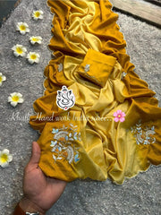 Beautiful Pending Colour Shade Wedding Wear Crape Silk Saree