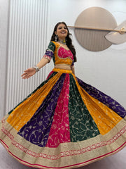 Navratri Special Milky Silk Embroidery Thread & Sequence Work Lehenga With Stitched Blouse
