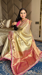 Beautiful Soft Tissue Silk With Kaju Katli Designer Saree