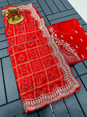 Beautiful Pure Dola Silk Gota Patti Zari & Sequence Work Saree