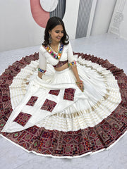 Navratri Special Pure Cotton Real Handwork & Real Mirror Work Lehenga With Stitched Blouse