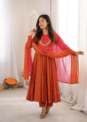 Beautiful Elegant Embroidered Sequence With Real Mirror Designer Gown
