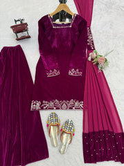 Elegant Ethnic Winter Special Thread & Sequence Work Suit