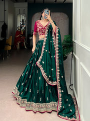 Beautiful Satin Silk Sequins & Thread Embroidery Work Lehenga Choli