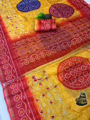 Beautiful Traditional Printed Bandej Printed Saree