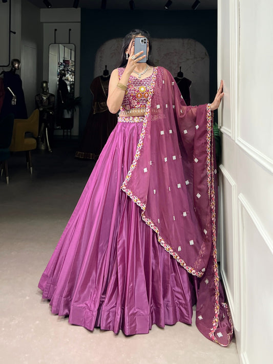 Blushing In The Beautiful Magenta Pink Organza Lehenga Choli