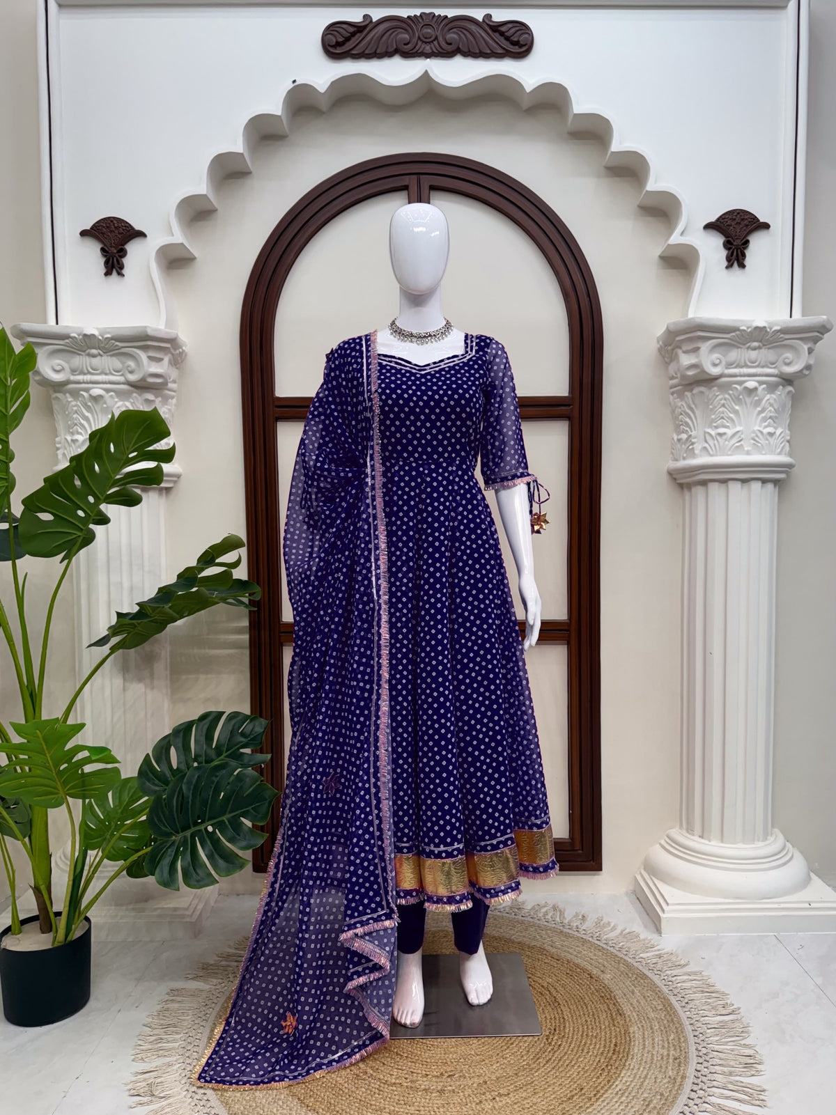 Elegant Ethnic Georgette Digital Printed Gottapatti Work Gown
