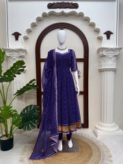 Elegant Ethnic Georgette Digital Printed Gottapatti Work Gown