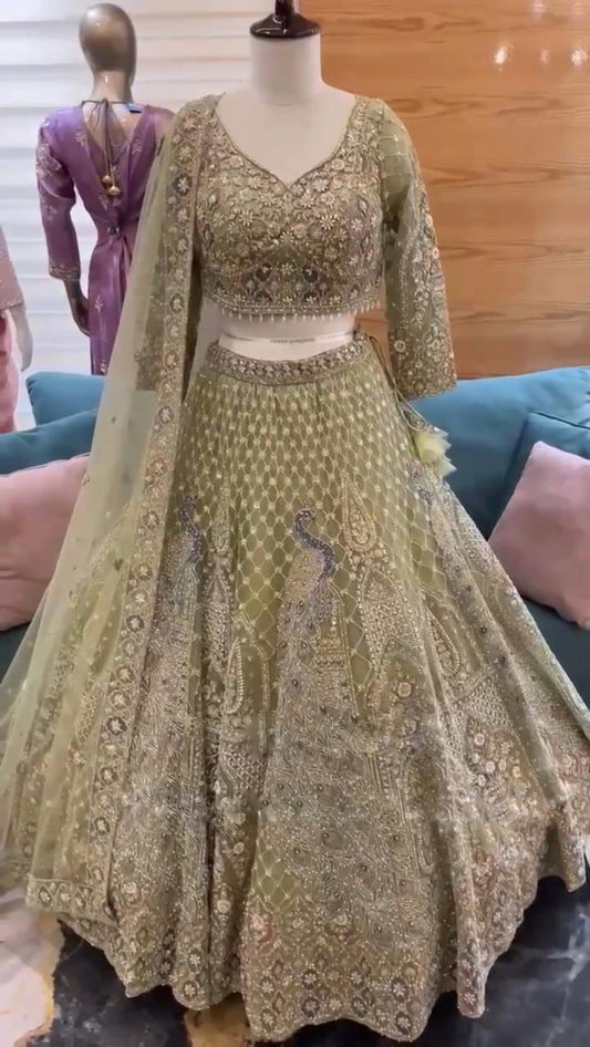 Beautiful Soft Net Embroidery Sequence Work Lehenga Choli