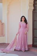Beautiful Fendy Chiffon Rich Sequence & Zari Embroidered Gown