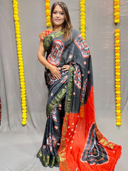 Beautiful Art Silk With Heavy Zari Weaving Border Bandhani Saree