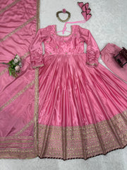 Beautiful Chinon Silk Thread With Sequence Work Gown