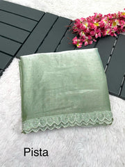 Party-wear Pure Burberry Silk Heavy Handwork Saree