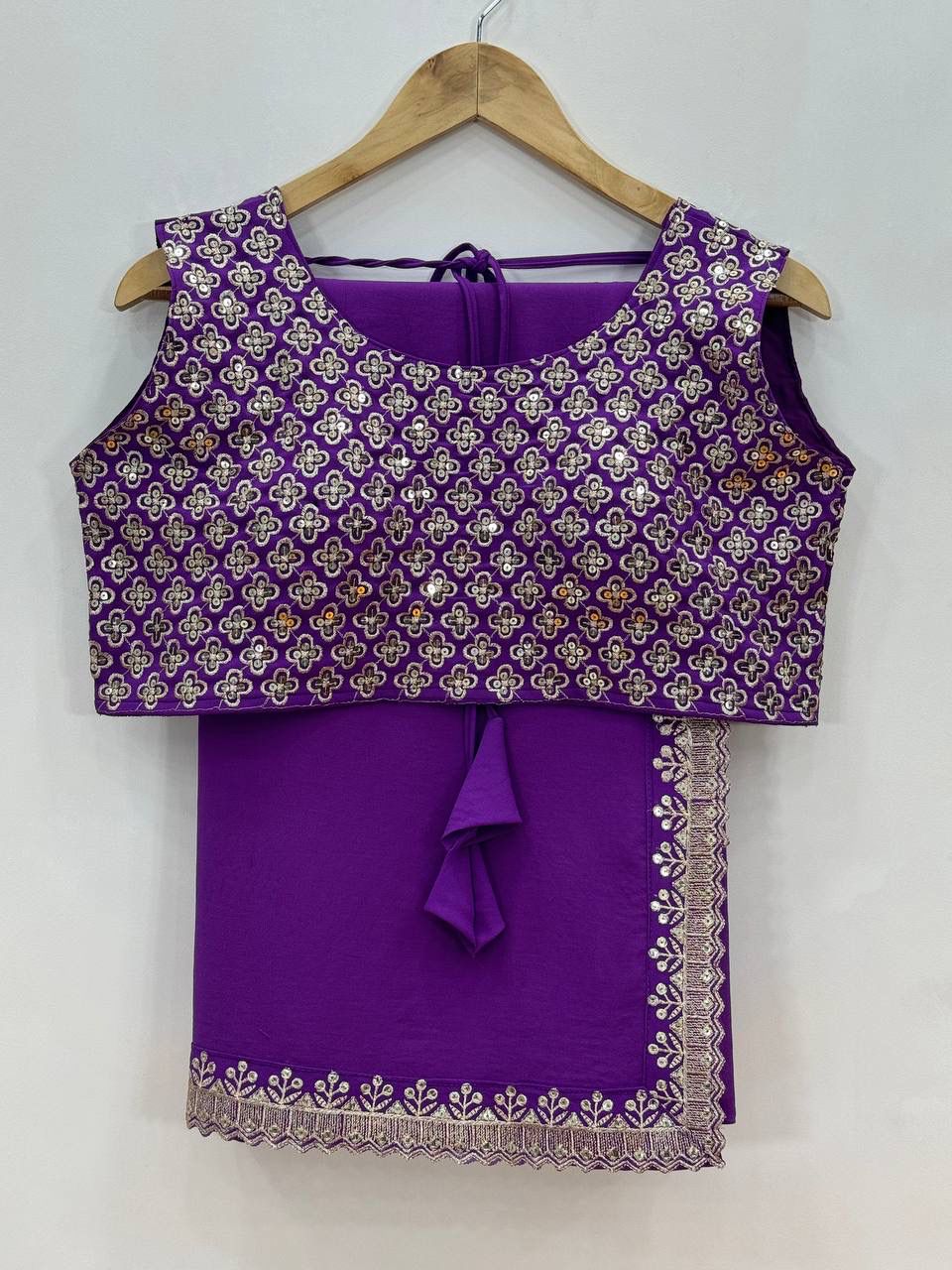Designer Georgette Sequence With Cut Work Border Saree