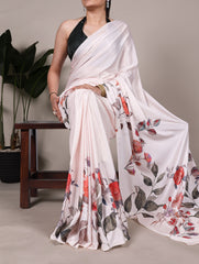 Beautiful Satin Silk Printed Saree