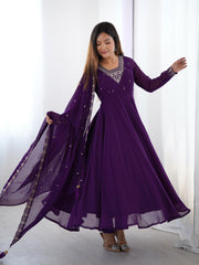 Pure Soft Georgette Embroidery Work Gown