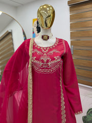 Party-wear Roman Simmer Silk Sequence & Embroidery Work Sharara