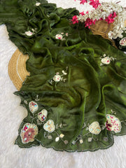 Party-wear Beautiful Fendy Satin Hand-work Saree