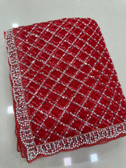 Party-wear Net Beads Sequence & Pearl Embroidery Work Saree