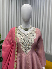Ethnic Cosmos Silk Thread With Real Mirror Work Dress