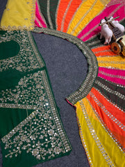 Beautiful Multi Coloured Georgette Real Mirror Embroidery Work Lehenga Choli
