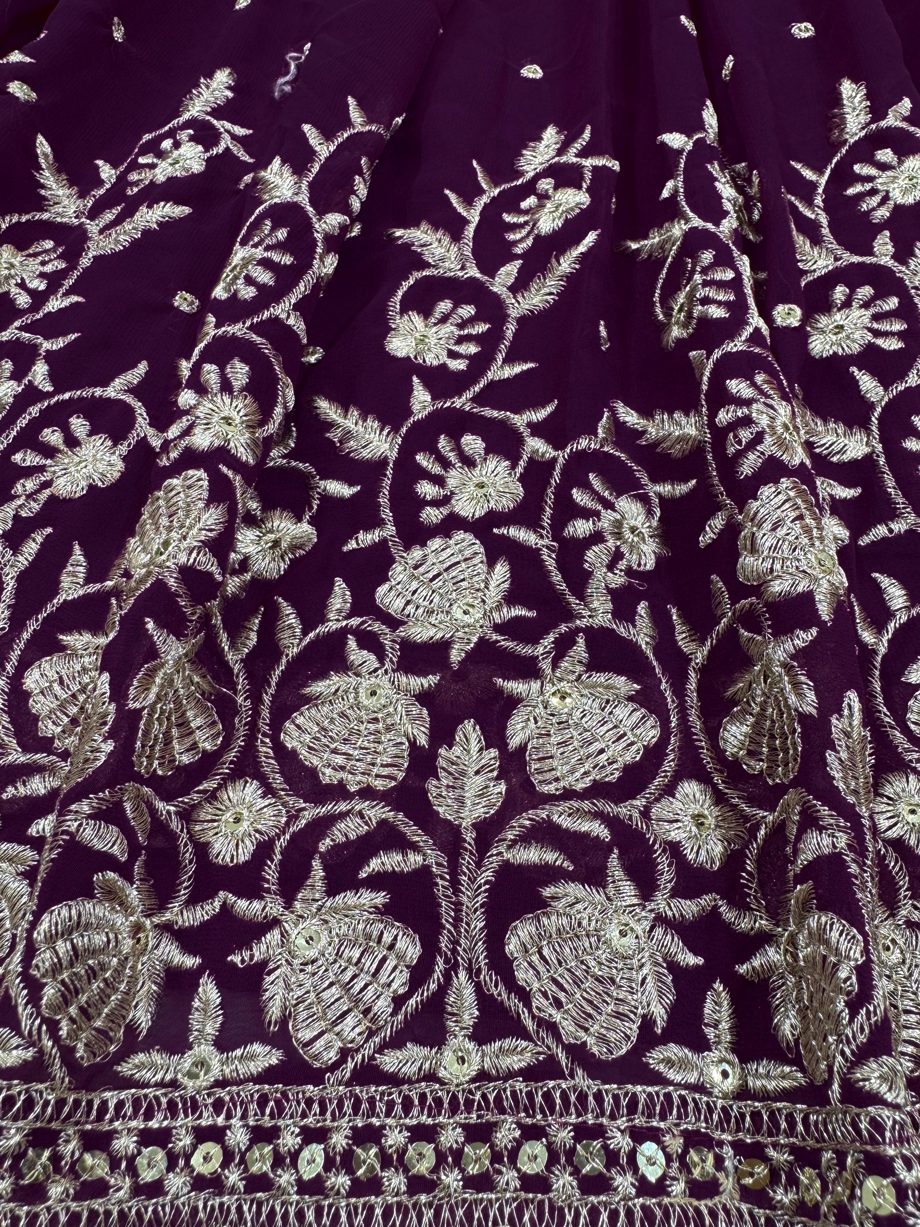Beautiful Purple Colour Georgette Thread With Sequence Work Gown