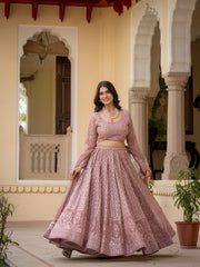 Perfect Wedding Special Georgette Thread Zari Sequence Embroidery Work Lehenga Choli