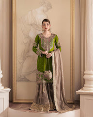 Party-wear Beautiful Designer Georgette Coding & Sequence With Pearl Work Sharara